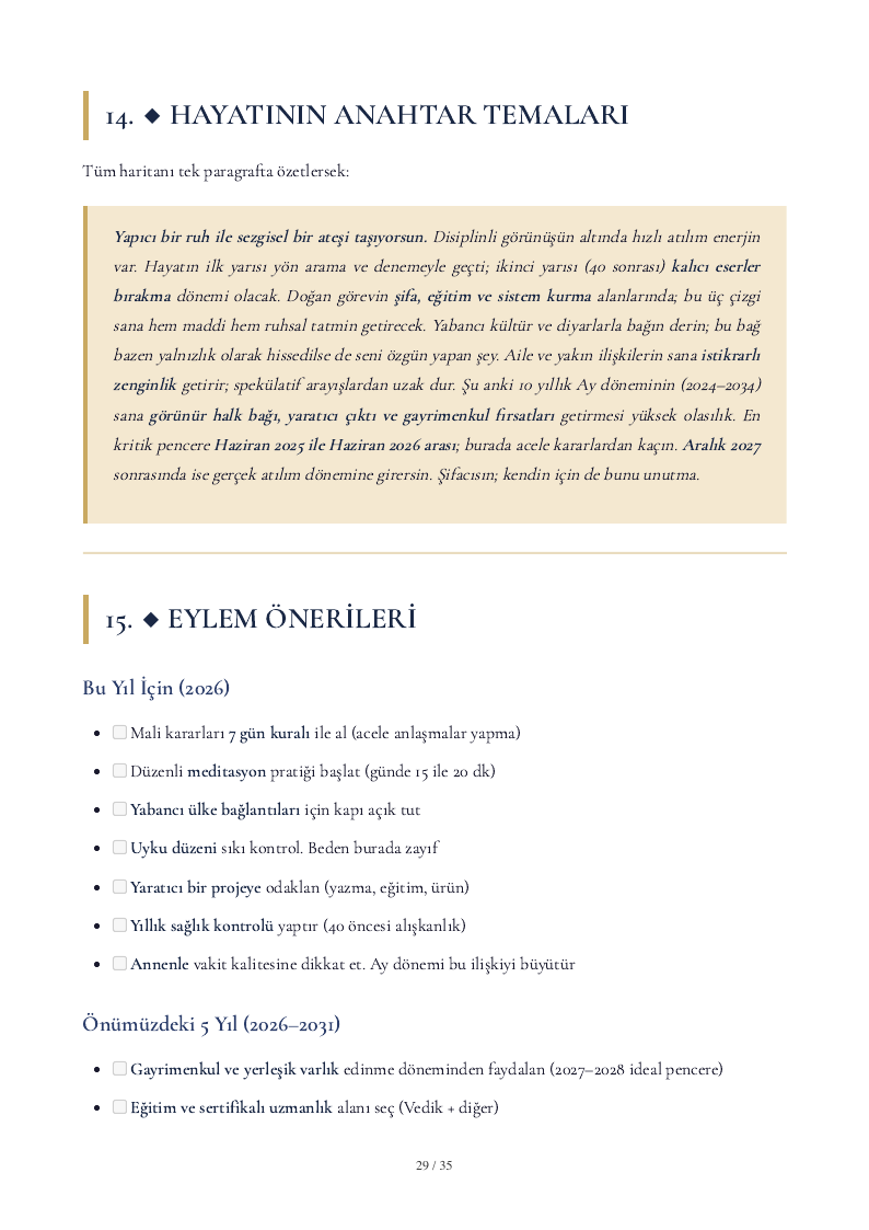 Anahtar temalar ve eylem önerileri